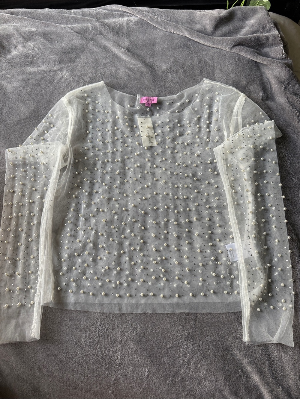 Francesca’s Top with pearls and rhinestones